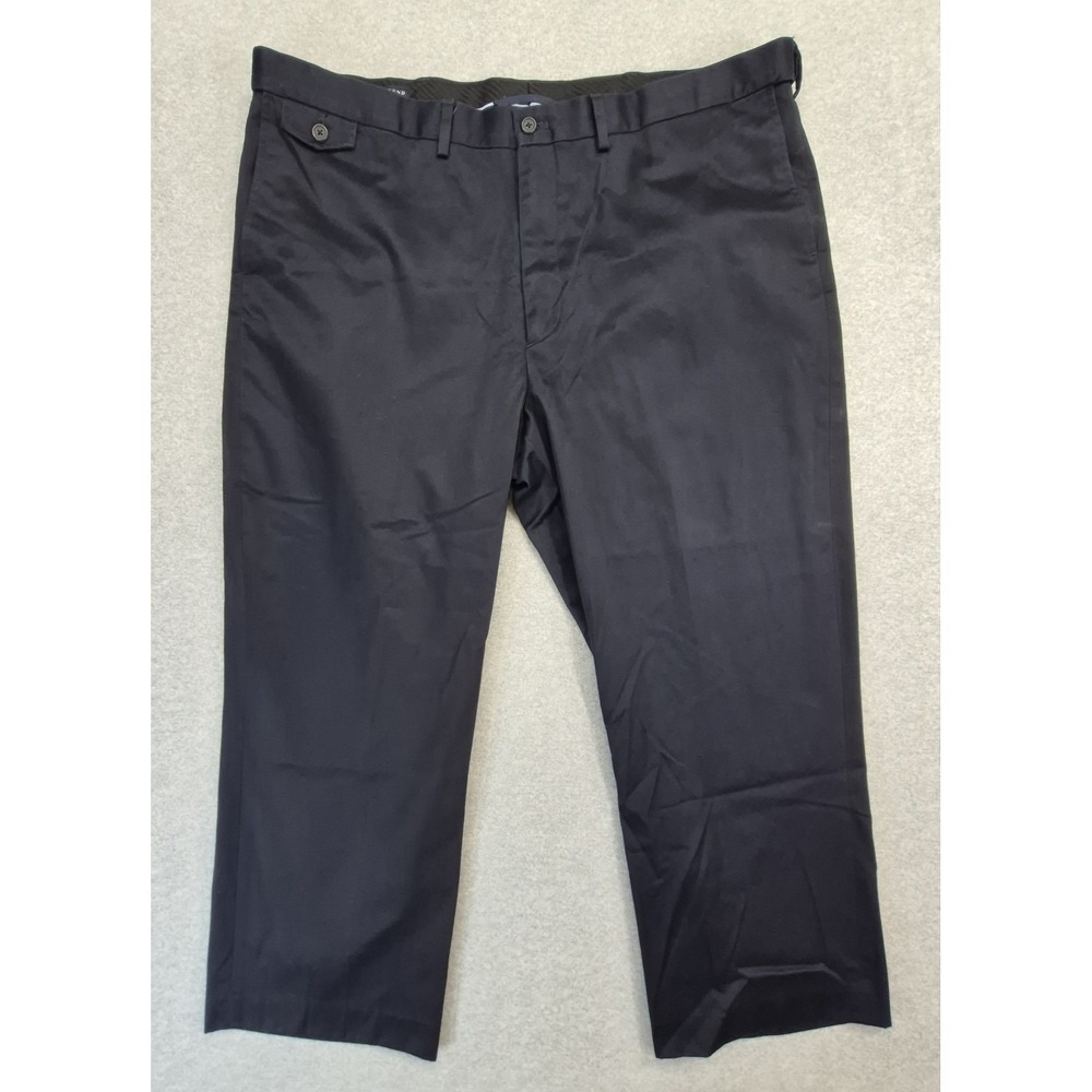 Lands' End Men's 42 Navy Blue Chino Pants Traditional Fit Pleated No Iron